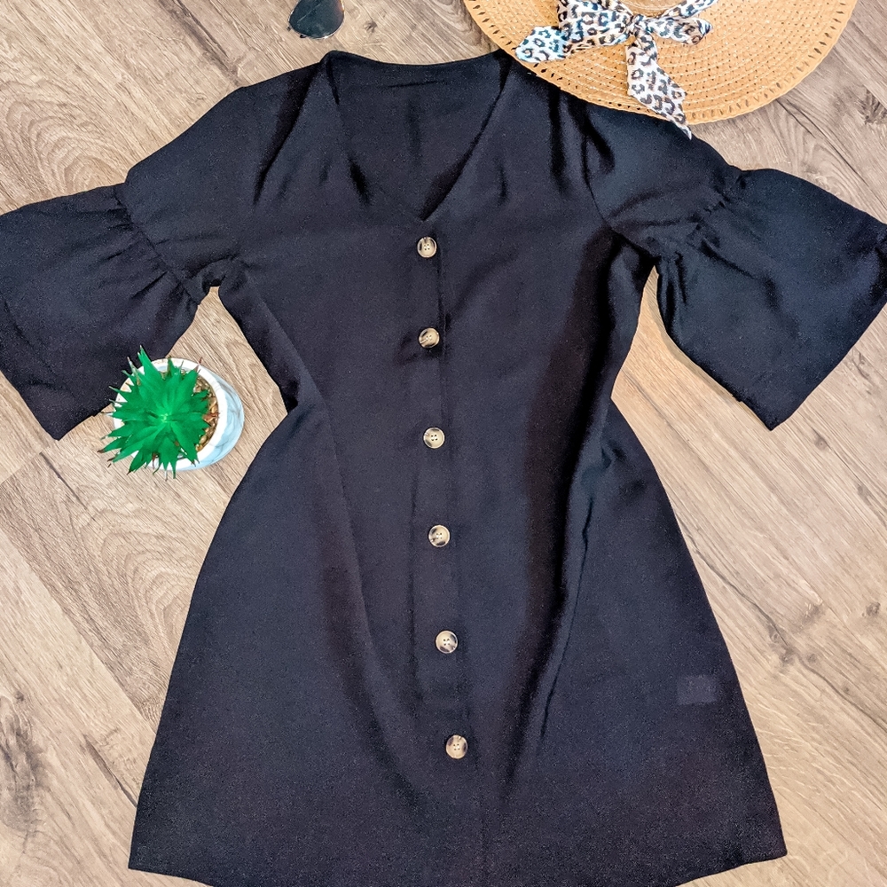 Black button dress